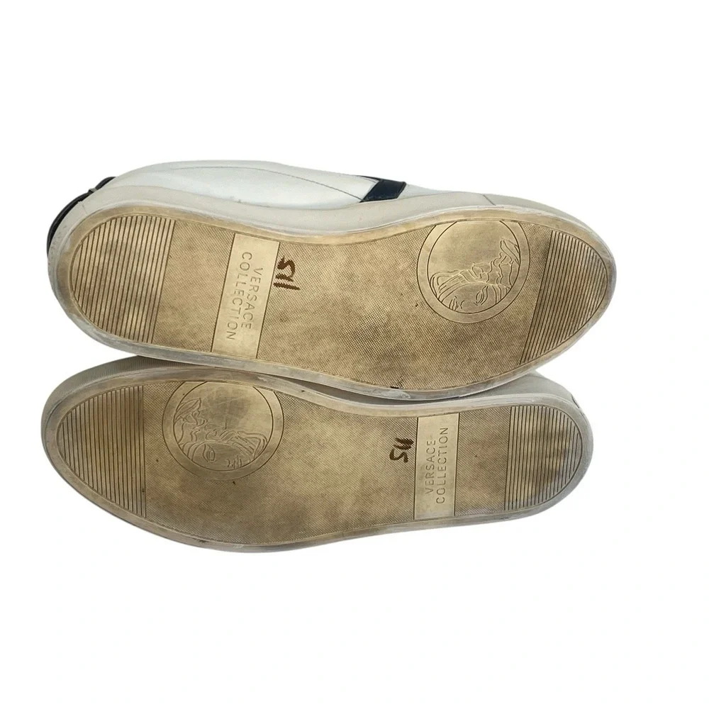 vtg Versace Collection nautical old money Leather Low Top Sneakers 44/US11 - Picture 9 of 11